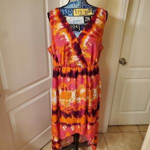 NWT 3X DOTS TIE DYE HI LOW DRESS EMBROIDERY BACK